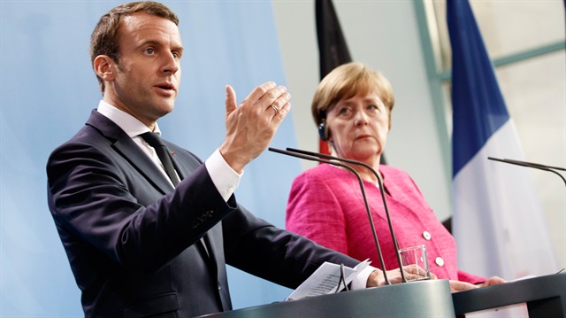 Fransa Cumhurbaşkanı Emmanuel Macron ve Almanya Başbakanı Angela Merkel