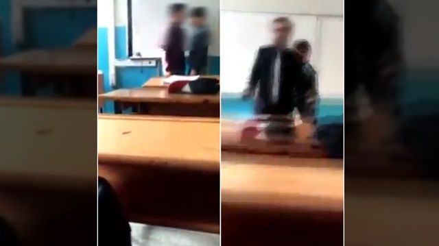İki öğrenciyi kavga ettiren öğretmenin görüntüleri ortaya çıktı. 