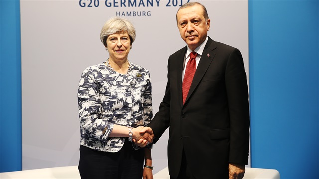 Theresa May (L) and Recep Tayyip Erdoğan (R).