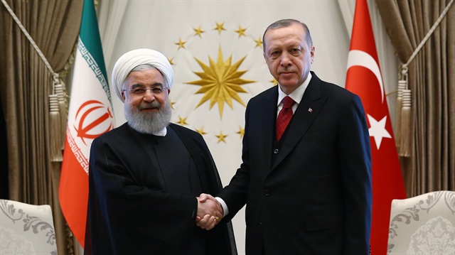 Cumhurbaşkanı Recep Tayyip Erdoğan ile İran Cumhurbaşkanı Hasan Ruhani'nin Ankara'daki görüşmesinden kare.