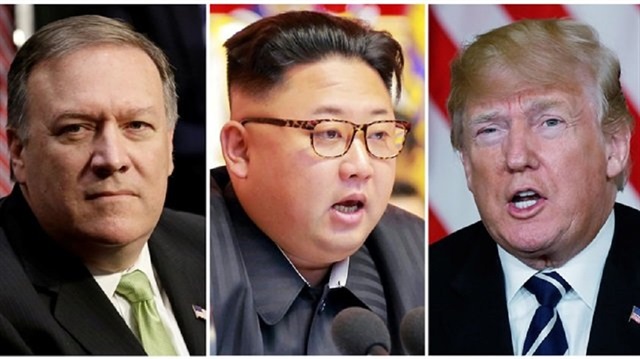 ABD Dışişleri Bakanı Mike Pompeo, Kuzey Kore lideri Kim Jong-un ve ABD Başkanı Donald Trump