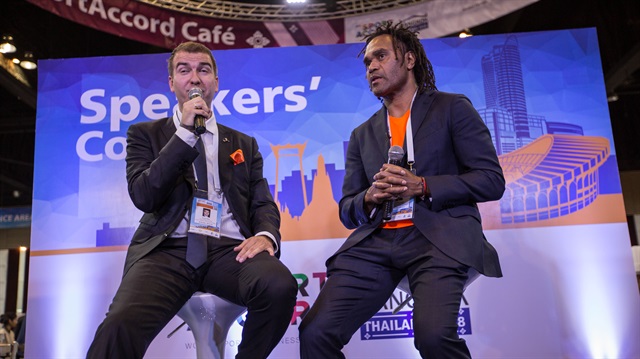 Retired French footballer Karembeu says sports aims at encouraging people to surmount all kinds of discrimination