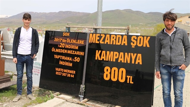 Mermerciden mezar taşı için yüzde 50 kampanya.