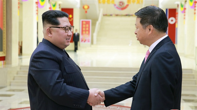 North Korean leader Kim Jong Un meets Song Tao, the head of the China's Communist Party