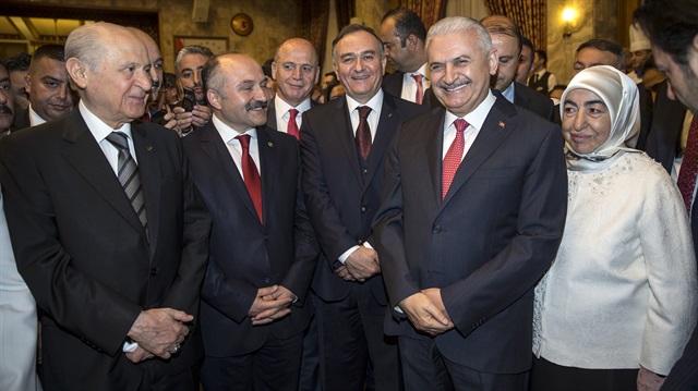Başbakan Yıldırım ile MHP Lideri Bahçeli TBMM'de 23 Nisan Resepsiyonuna katıldı.