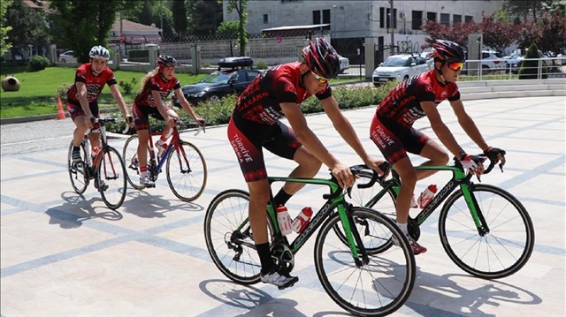 A group of Turkish and Serbian cyclists arrived in northwestern Turkey on Friday, seven days after setting off from Serbian capital Belgrade