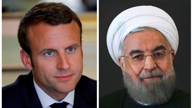 Fransa Cumhurbaşkanı Emmanuel Macron, İran Cumhurbaşkanı Hasan Ruhani