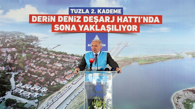 İstanbul Büyükşehir Belediye (İBB) Başkanı Mevlüt Uysal, Tuzla Derin Deniz Deşarj Hattı 2. Kademe çalşımaları için düzenlenen törene katıldı.