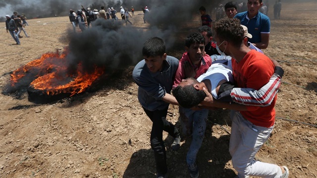 Gazze'nin doğusundaki gösterilerde şehit olanların sayısı 60'a yükseldi, yaralı sayısı ise 2 bin 770'i geçti.