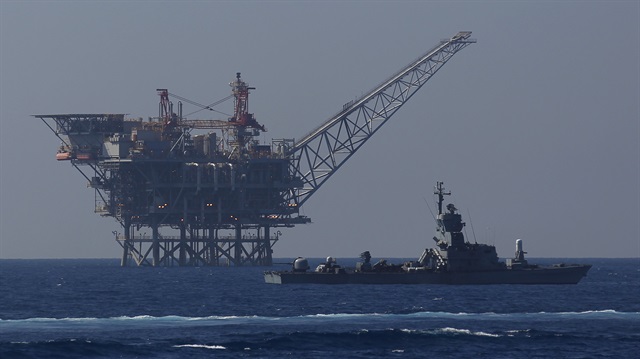 An Israeli gas platform is seen