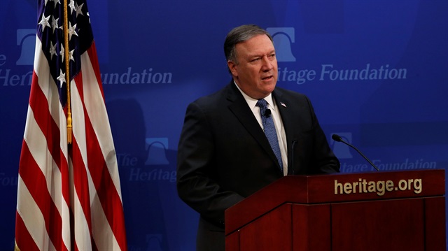 U.S. Secretary of State Mike Pompeo delivers remarks on the Trump administration's Iran policy at the Heritage Foundation in Washington, U.S. May 21, 2018. 