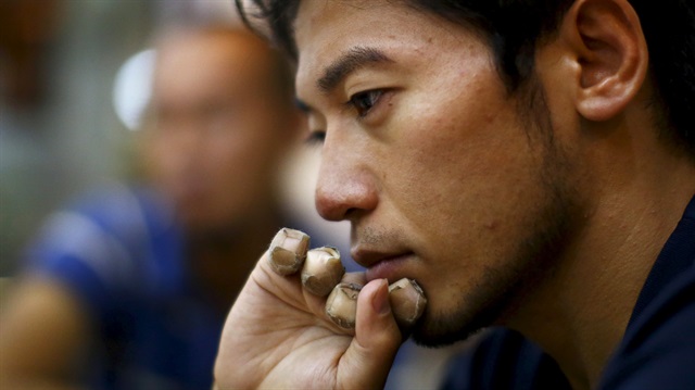 Japanese climber Nobukazu Kuriki speaks during an interview in Kathmandu 