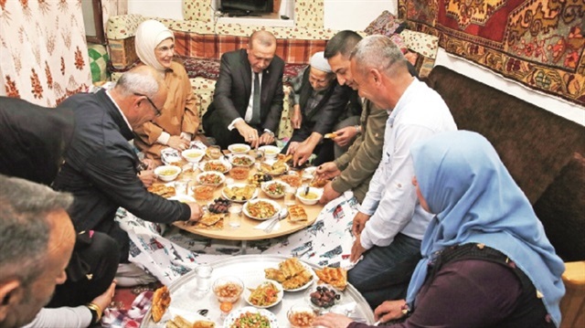 Turkish President Recep Tayyip Erdoğan and First Lady Emine Erdoğan attend Iftar dinner