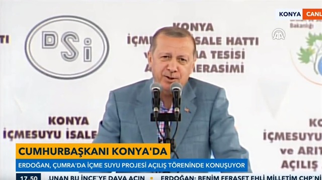 Cumhurbaşkanı Erdoğan, Konya'da içme suyu tesisi açılış töreninde konuşuyor