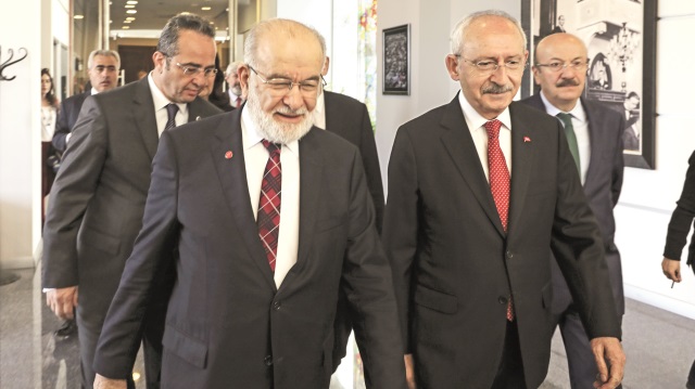 Saadet Partisi lideri Temel  Karamollaoğlu , CHP lideri Kemal  Kılıçdaroğlu