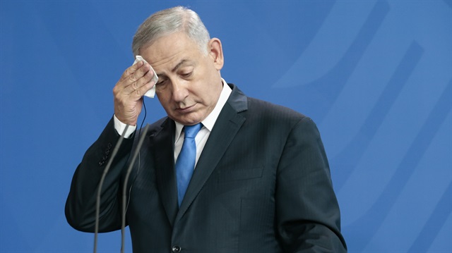 İsrail Başbakanı Binyamin Netanyahu, basın toplantısında konuşurken..