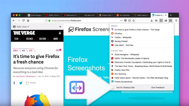 Mozilla Firefox iki büyük yeniliği test ediyor