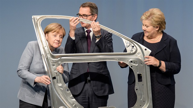 Angela Merkel and Erna Solberg visits Hydro plant in Germany

