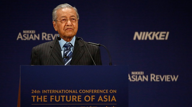 File Photo: Malaysian Prime Minister Mahathir Mohamad delivers a speech at the International Conference on the Future of Asia in Tokyo