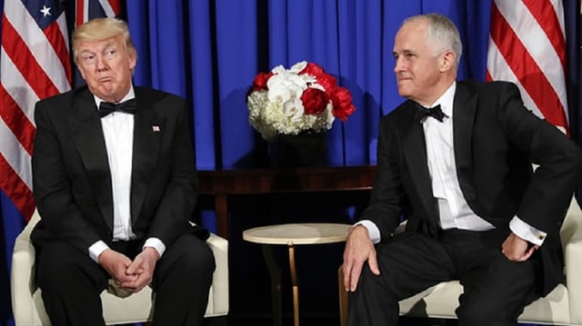  Donald Trump and the Australian prime minister, Malcolm Turnbull. 