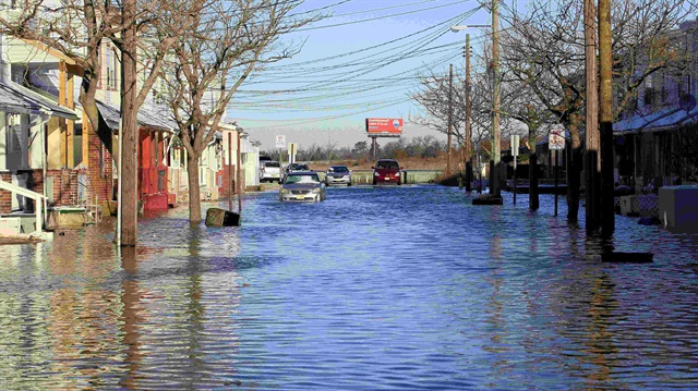 A view of Arizona Avenue is seen following coastal flooding in Atlantic City, New Jersey