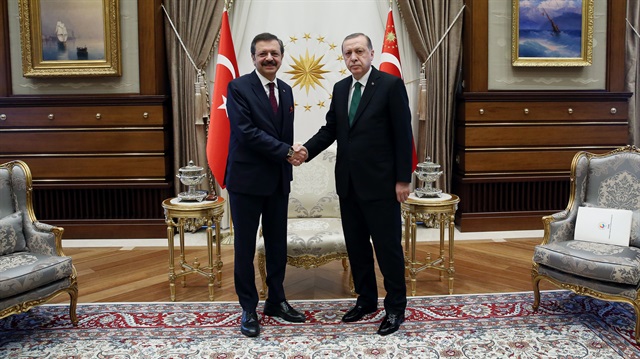 ​Cumhurbaşkanı Recep Tayyip Erdoğan, TOBB Başkanı Rifat Hisarcıklıoğlu