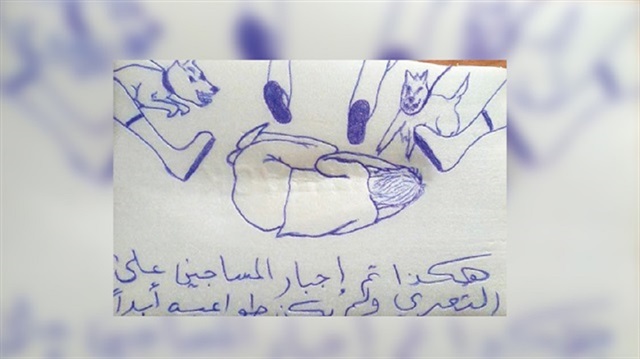 Drawing depicts UAE torture in Yemeni prisons