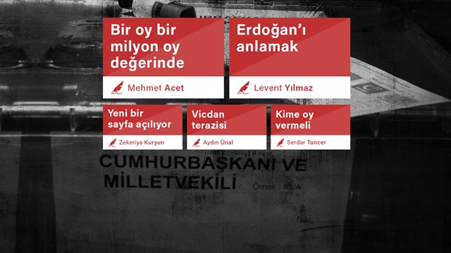[‎21.‎06.‎2018 12:47] Kübra Türk:  Yeni Şafak yazarlarının 24 Haziran seçimlerinin önemiyle ilgili analizleri...  böyle yazabilirsin 