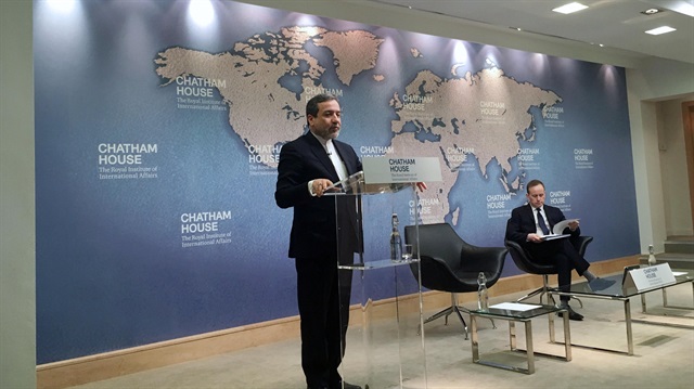 Iran's Deputy Foreign Minister Abbas Araqchi speaking at the Chatham House think tank in London, Britain February 22, 2018. 