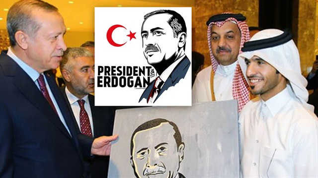 ​Katarlı ressam Ahmed bin Majed'in 24 Haziran seçim sürecinde çizdiği Erdoğan portresi yoğun ilgi görüyor. 