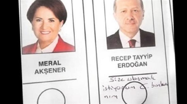 Cumhurbaşkanı Erdoğan'a oy pusulasında not