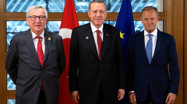 Arşiv: AB Konseyi Başkanı Donald Tusk ve AB Komisyonu Başkanı Jean-Claude Juncker, Cumhurbaşkanı Recep Tayyip Erdoğan