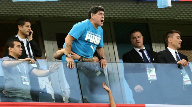 Soccer Football - World Cup - Group D - Nigeria vs Argentina - Saint Petersburg Stadium, Saint Petersburg, Russia - June 26, 2018 Diego Maradona in the stands 