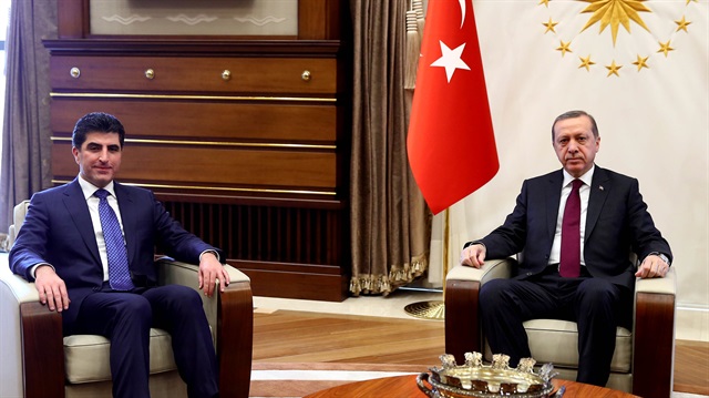 Irak Kürt Bölgesel Yönetimi Başbakanı Neçirvan Barzani (soldaki) ile Cumhurbaşkanı Recep Tayyip Erdoğan