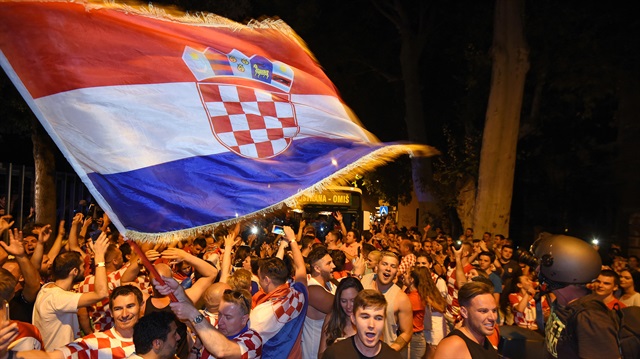 Croatian fans celebrate the victory
