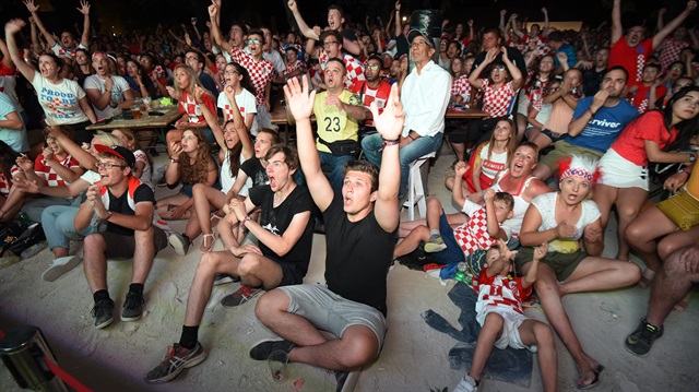 Croatian fans celebrate the victory against Russia in quarter Final 
