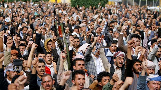 File photo :Houthi supporters attend a rally to denounce the Saudi-led coalition's offensive on the Red Sea coast areas, in Sanaa, Yemen.