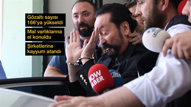 Adnan Oktar Çengelköy'deki evinde kelepçelenerek gözaltına alındı.