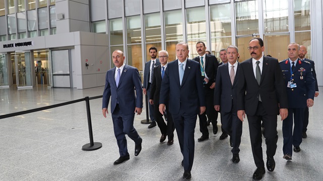 أردوغان والوفد المرافق له في قمة الناتو ببروكسل