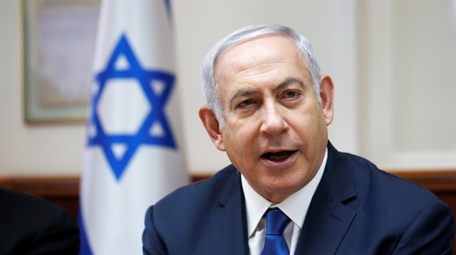 Israeli Prime Minister Benjamin Netanyahu attends the weekly cabinet meeting at his office