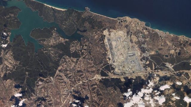 İstanbul Yeni Havalimanı'nın uzaydan görüntüsü.