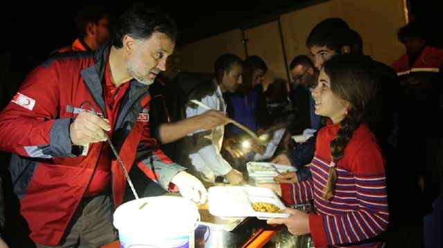 Turkish NGOs distributing food to civilians in Syria's Afrin