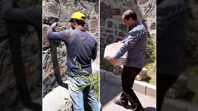 Erzurum'da bir okul duvarında bulunan Arapça yazılı taşlar korumaya alındı.
