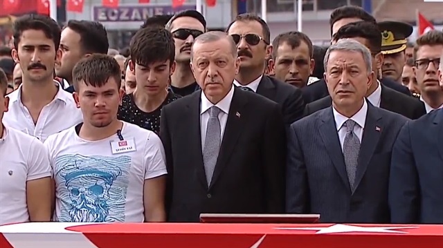 Cumhurbaşkanı Erdoğan, PKK'nın şehit ettiği Nurcan Karakaya ve oğlunun cenaze törenine katıldı.