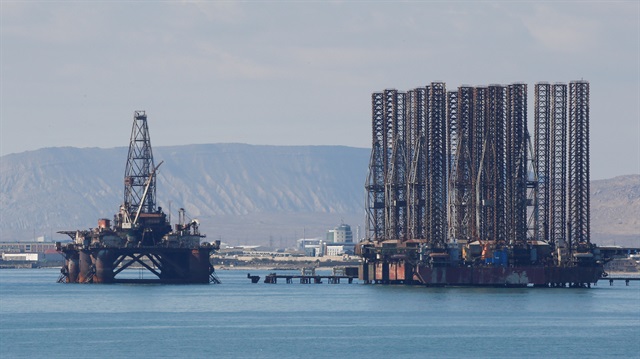 File Photo: An offshore oil rig is seen in the Caspian Sea near Baku, Azerbaijan.