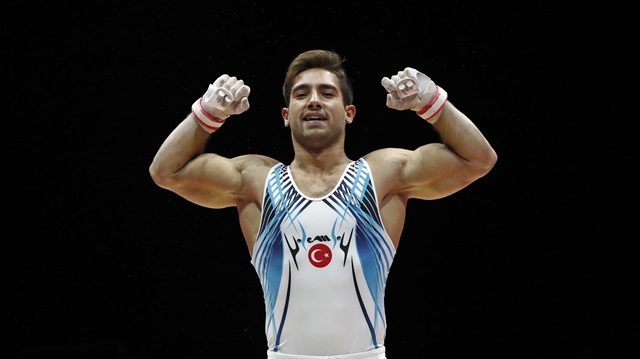 Ibrahim Çolak competes in men's rings competition at European Artistic Gymnastics Championships in Scotland