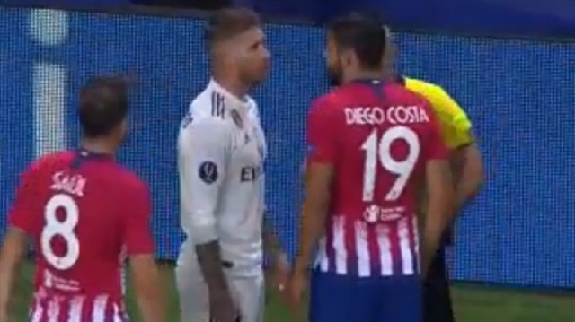 Sergio Ramos ve Diego Costa, Süper Kupa maçında gerginlik yaşadı.