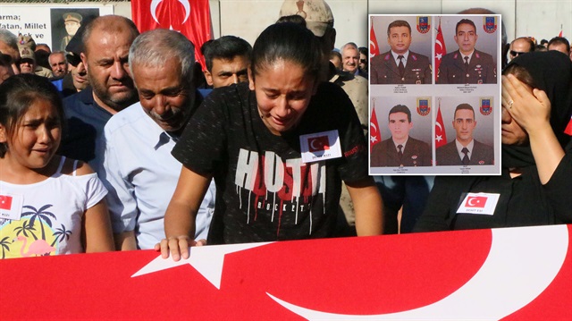 ​​Adıyaman'da dün PKK'lı teröristlere yönelik düzenlenen operasyonda şehit olan askerlerimizin cenaze töreninde yakınları göz yaşlarını tutamadı. 