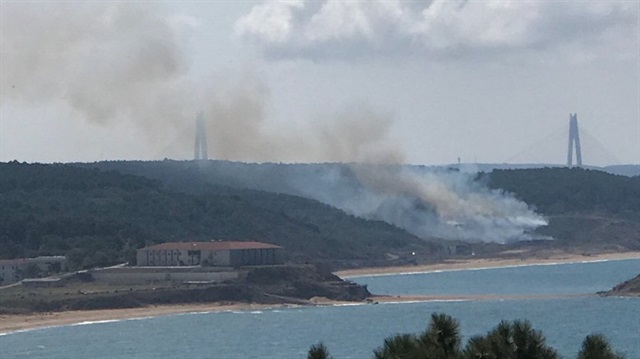 Beykoz'daki yangına havadan ve karadan müdahale ediyor.
