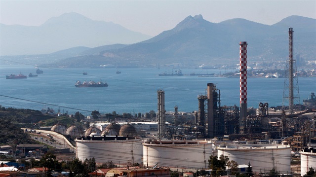 File photo: A general view of the Hellenic Petroleum refineries is seen at Aspropyrgos town, west of Athens